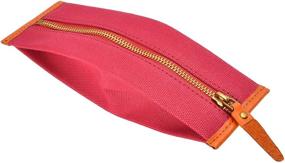 img 4 attached to ZLYC Slim Canvas Pencil Case Pouch Compact Zipper Pen Case Simple Stationery Bag (Red)