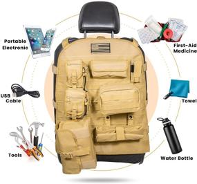 img 2 attached to Universal Tactical Seat Cover Molle Seat Back Organizer Storage Bag Multi-Pocket For Jeep Wrangler JK JKU JL JLU TJ YJ Gladiator JT Cherokee Ford F150 Toyota Chevy Dodge Trucks US Flag (Yellow)