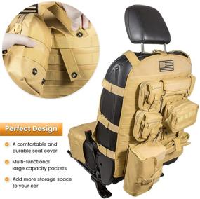 img 1 attached to Universal Tactical Seat Cover Molle Seat Back Organizer Storage Bag Multi-Pocket For Jeep Wrangler JK JKU JL JLU TJ YJ Gladiator JT Cherokee Ford F150 Toyota Chevy Dodge Trucks US Flag (Yellow)