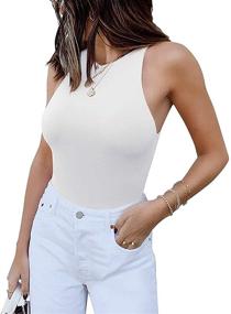 img 4 attached to 👗 Women's Sleeveless Halter Leotard Bodysuits for Women's Clothing - Bodysuits