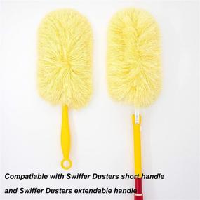 img 3 attached to 🧹 Swiffer Duster Refill Replacement Set – 2 Yellow 180° Reusable Feather Duster Refills + 2 Pink 360° Reusable Duster Refills