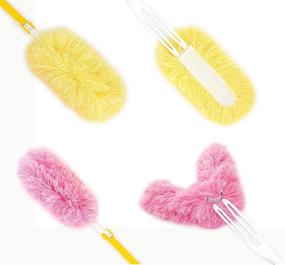 img 4 attached to 🧹 Swiffer Duster Refill Replacement Set – 2 Yellow 180° Reusable Feather Duster Refills + 2 Pink 360° Reusable Duster Refills