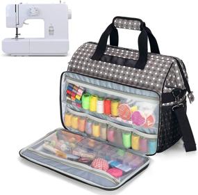 img 4 attached to 🧵 Universal Sewing Machine Bag with Wide Top Opening - Teamoy Gray Dots: Fits Most Standard Singer, Brother, Janome Machines and Accessories