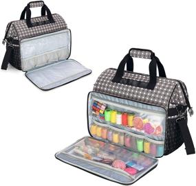 img 1 attached to 🧵 Universal Sewing Machine Bag with Wide Top Opening - Teamoy Gray Dots: Fits Most Standard Singer, Brother, Janome Machines and Accessories