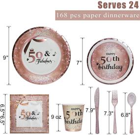 img 1 attached to 🎉 50 and Fabulous Party Pack for Women's 50th Birthday – Includes Plates, Napkins, Cups, Cutlery Sets – Serves 24 Guests – Perfect Birthday Party Supplies and Decorations