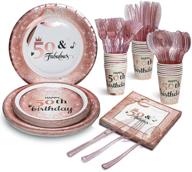 🎉 50 and fabulous party pack for women's 50th birthday – includes plates, napkins, cups, cutlery sets – serves 24 guests – perfect birthday party supplies and decorations logo