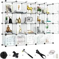 📦 plastic closet organizer with doors - greenstell cube storage organizer, 20-cube diy storage cubes organizer, modular storage cabinet book shelf shelving for bedroom, living room, office - white логотип