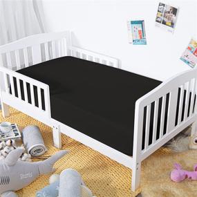 img 2 attached to 🛏️ NTBAY Microfiber Crib Fitted Sheet - Cozy and Soft Solid Color Toddler Bedding - Black - 28 x 52 Inches