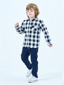 img 3 attached to 👕 Sleeve Plaid Flannel Red 150 US Boys' Clothing: Tops, Tees & Shirts – Stylish and Comfortable Options for Boys