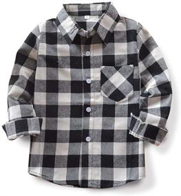 img 4 attached to 👕 Sleeve Plaid Flannel Red 150 US Boys' Clothing: Tops, Tees & Shirts – Stylish and Comfortable Options for Boys