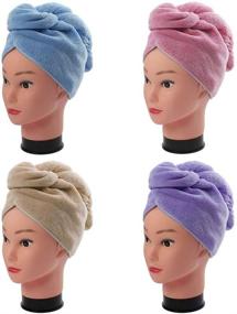 img 3 attached to 🔥 NKTM 4-Pack Quick Dry Microfiber Hair Towel Wrap for Women and Girls - Twist Head Wrap and Head Towel Set