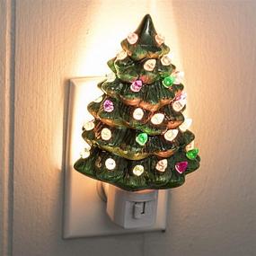 img 2 attached to Green Bandwagon Ceramic Christmas Tree Night Light - Decorative