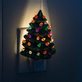 img 1 attached to Green Bandwagon Ceramic Christmas Tree Night Light - Decorative