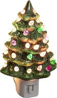 green bandwagon ceramic christmas tree night light - decorative logo
