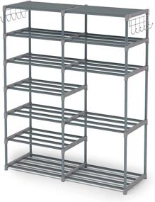 img 4 attached to Efficient Shoe Rack Organizer with Side Hooks - Store 24-30 Pairs of Shoes & Boots Easily!