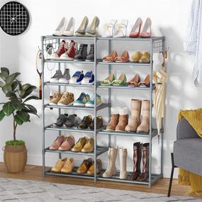 img 1 attached to Efficient Shoe Rack Organizer with Side Hooks - Store 24-30 Pairs of Shoes & Boots Easily!