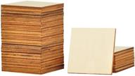 🪧 80 pack of unfinished 2x2 inch laser cut wooden square pieces: ideal for plywood crafts, wall tiles, letters cutouts, coasters, decor, school projects, and pyrography. logo