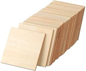 img 2 attached to 🪧 80 Pack of Unfinished 2x2 Inch Laser Cut Wooden Square Pieces: Ideal for Plywood Crafts, Wall Tiles, Letters Cutouts, Coasters, Decor, School Projects, and Pyrography.