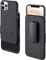 📱 pitau belt case for iphone 12 pro max - slim protective shell with belt clip and kickstand, black logo