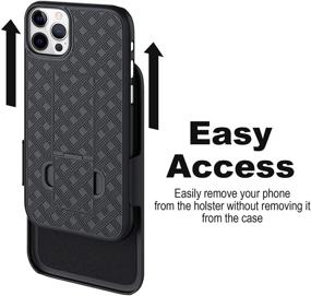 img 3 attached to 📱 PiTau Belt Case for iPhone 12 Pro Max - Slim Protective Shell with Belt Clip and Kickstand, Black