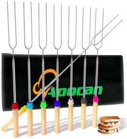 img 4 attached to 🔥 Aoocan Marshmallow Roasting Sticks, Smores Skewers for Fire Pit - Set of 8 Telescoping Rotating Smores Skewers - Hot Dog Roasting Sticks for Campfire, Camping, Bonfire, and Grill