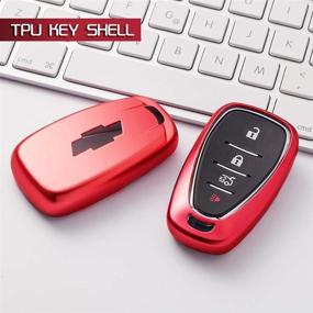 img 2 attached to GEERUI For Chevrolet Key Fob Cover Case Shell Cover TPU Protector Holder With Key Chain For Chevrolet Chevy 2020 2019 2018 2017 2016 Malibu Camaro Cruze Traverse Spark Equinox Sonic Volt Bolt(Red)