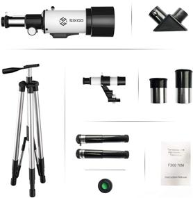 img 2 attached to 🔭 SIXGO 70mm Aperture 300mm AZ Mount Astronomical Refracting Telescope for Kids Beginners - Portable Travel Telescope with Adjustable Tripod, Finder Scope, and Travel Case