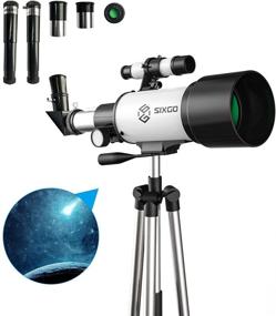 img 4 attached to 🔭 SIXGO 70mm Aperture 300mm AZ Mount Astronomical Refracting Telescope for Kids Beginners - Portable Travel Telescope with Adjustable Tripod, Finder Scope, and Travel Case