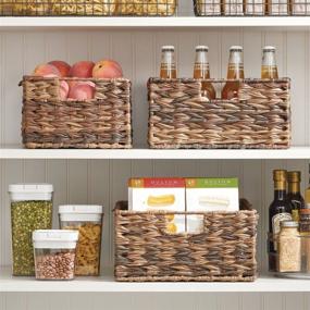 img 2 attached to 🧺 6 Pack of Brown Ombre mDesign Woven Plastic Kitchen Pantry and Laundry Storage Organizer Baskets with Handles for Cabinets, Closet Shelves, and Countertops - Helso Collection