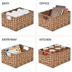 img 1 attached to 🧺 6 Pack of Brown Ombre mDesign Woven Plastic Kitchen Pantry and Laundry Storage Organizer Baskets with Handles for Cabinets, Closet Shelves, and Countertops - Helso Collection