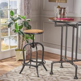 img 3 attached to 🪑 CKH Natural Fir Wood Finish Adjustable Barstool, 26-inch, 234615 by Christopher Knight Home