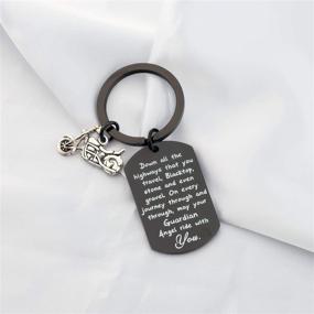 img 3 attached to 🏍️ FUSTMW Biker Keychain Motorcycle Gift with Guardian Angel for Safe Rides - Perfect New Driver Gift for Bikers