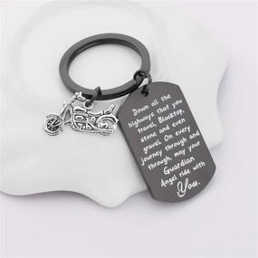 img 1 attached to 🏍️ FUSTMW Biker Keychain Motorcycle Gift with Guardian Angel for Safe Rides - Perfect New Driver Gift for Bikers