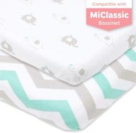 🛏️ простыни на колыбель для miclassic bassinet - идеальная посадка на матрас размером 20 х 35 для кроватки рядом с кроватью - без складок - мягкий и дышащий хлопковый трикотаж - серо-мятный - 2 шт. логотип