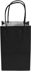 img 3 attached to 👜 Premium Quality Kraft Bag with Colored Sturdy Handle - Small Black Biodegradable, Food Safe Ink & Paper (12 ct)