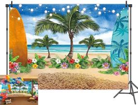 img 4 attached to 🌺 Vibrant Summer Tropical Flower Photography Backdrops: Capture the Magic of Beach, Seaside, Island Palm Trees, and Night Light Scenes to Elevate Your Wedding, Hawaii Pool Party, or Luau Theme Party Decoration! Studio Props Banner in 5x3ft