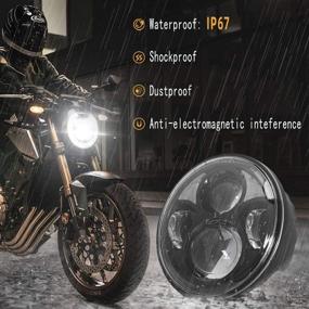 img 2 attached to 🏍️ Мощный 5,75-дюймовый LED-фара для улучшения гардиейских мотоциклов - черная, 1шт