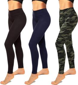 img 4 attached to 🏋️ Women's High-Waisted Leggings - Black Seamless Workout Leggings for Running, Tummy Control, Yoga Pants - Regular and Plus Sizes