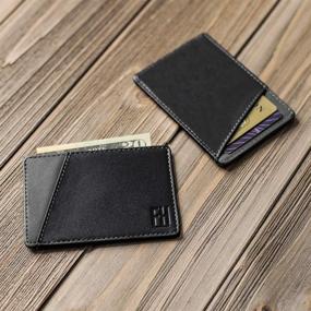 img 1 attached to 📭 Charcoal Leather Minimalist Sleeve for Men's Wallets, Card Cases & Money Organizers