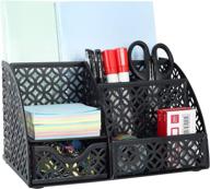 efficient and stylish easypag mesh desk organizer caddy - 6 compartments, 1 sliding drawer, ideal for office, home, and classroom supplies - black логотип