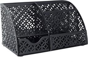 img 3 attached to Efficient and Stylish EasyPAG Mesh Desk Organizer Caddy - 6 Compartments, 1 Sliding Drawer, Ideal for Office, Home, and Classroom Supplies - Black