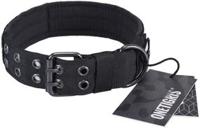 img 4 attached to 🐶 OneTigris Military Adjustable Dog Collar: Heavy-Duty Design with Metal D Ring & Buckle – Available in Two Sizes (Black, Large)