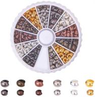 🔗 420pcs 6 colors 3mm 4mm brass crimp bead cover knot cover cap cord end caps - earring bracelet necklace jewelry diy craft making, mixed colors logo