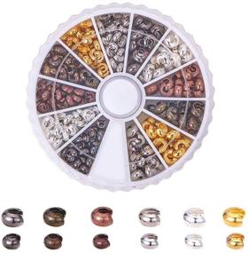 img 4 attached to 🔗 420pcs 6 Colors 3mm 4mm Brass Crimp Bead Cover Knot Cover Cap Cord End Caps - Earring Bracelet Necklace Jewelry DIY Craft Making, Mixed Colors