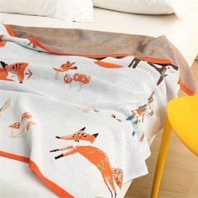 img 2 attached to 🐋 Cute Whale Flotilla Baby Throw Blanket - Cotton Knit Swaddle Blanket for Toddler Bed, Couch, and Sofa - Printed Fox Pattern - Cozy Kids Blanket, 30x40 Inch