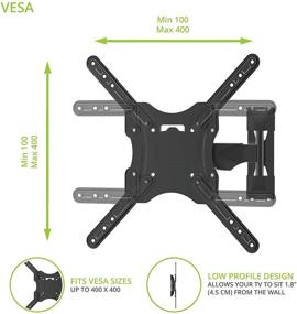 img 2 attached to 📺 Kanto M100 Full Motion TV Wall Mount: Articulating Arm, 10.2" Extension, 106° Swivel & 14° Tilt, VESA Compatible, Heavy-Duty Steel