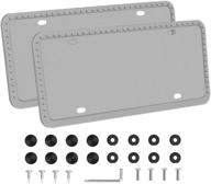 🚗 livtee silicone license plate frames covers - 2 pack universal american auto accessories license plate holders with bolts washer caps - rust-proof, rattle-proof, weather-proof - gray logo
