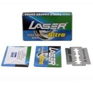 top-quality 100 laser ultra double edge safety razor blades: triple coated edges for a superior shave! logo