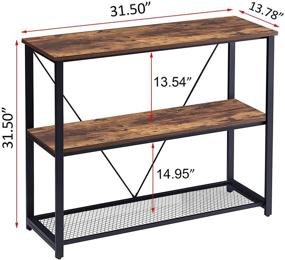 img 1 attached to 🔥 Stylish FELLYTN Console Tables for Entryway - Rustic Brown, Metal Mesh Shelf, 3 Tier Hallway Table, 31 Inch