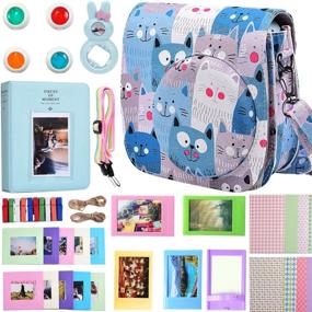 img 4 attached to 📸 Fujifilm Instax Mini 9/8/8+ Camera Accessories Kit - Case, Album, Filters, Strap & More (Blue Cat, 9 Items Bundle Pack)